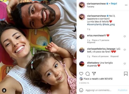 clarissa marchese, federico gregucci e la figlia arya